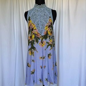 Free People Blue Floral Lace Dress